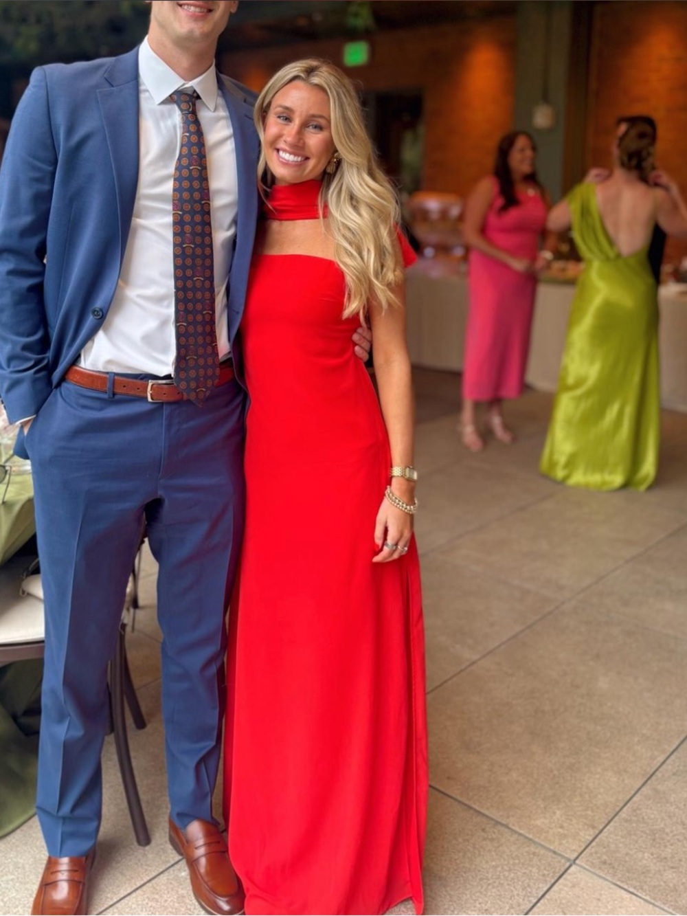 Lulu's Red High-Neck Evening Gown